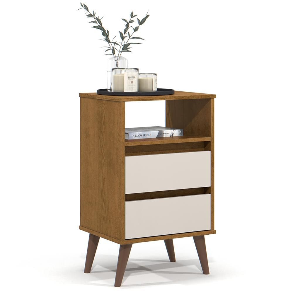 Mesa de Cabeceira Roma Quarto com 2 Gavetas