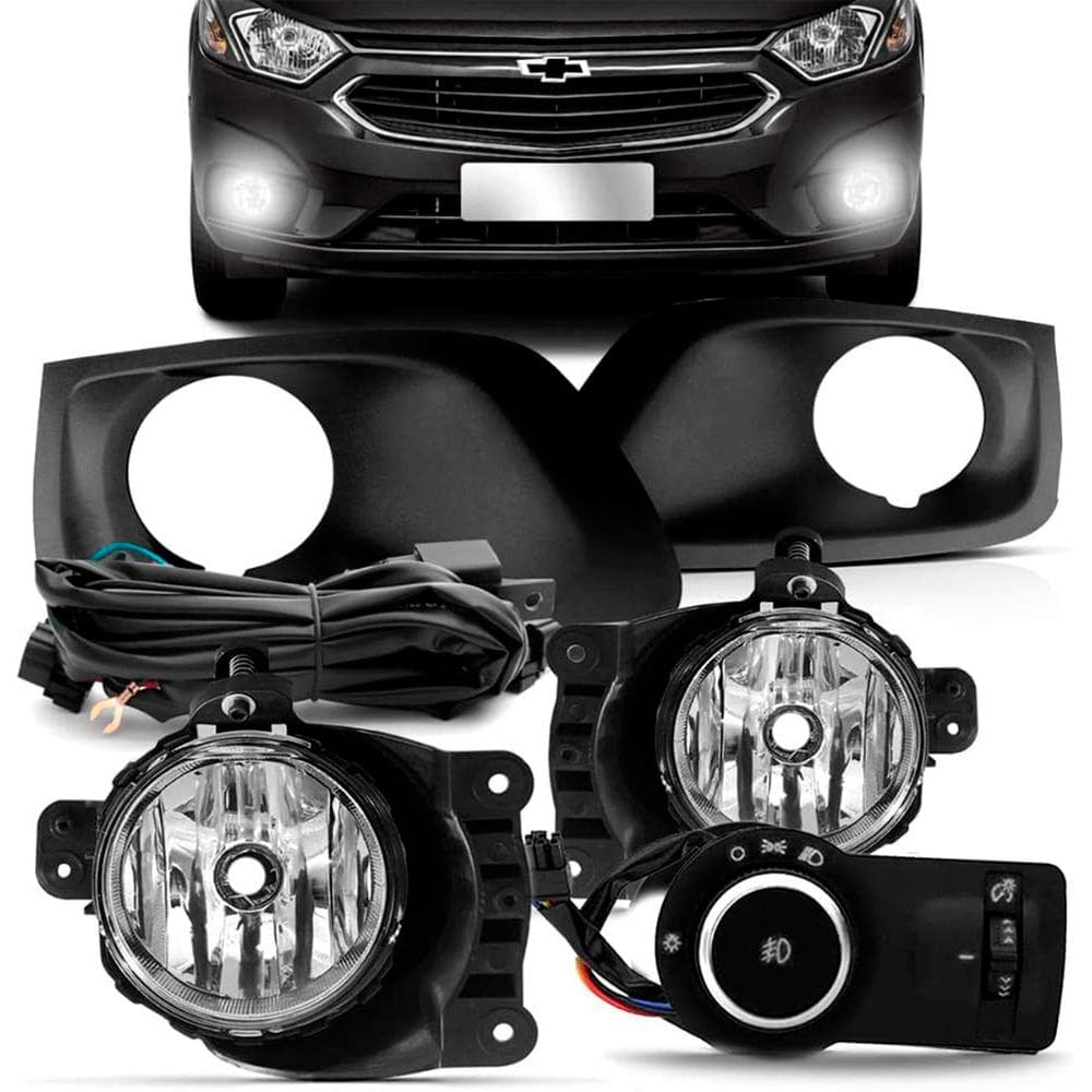Kit Farol de Milha Neblina Onix Prisma Cobalt Spin + Moldura