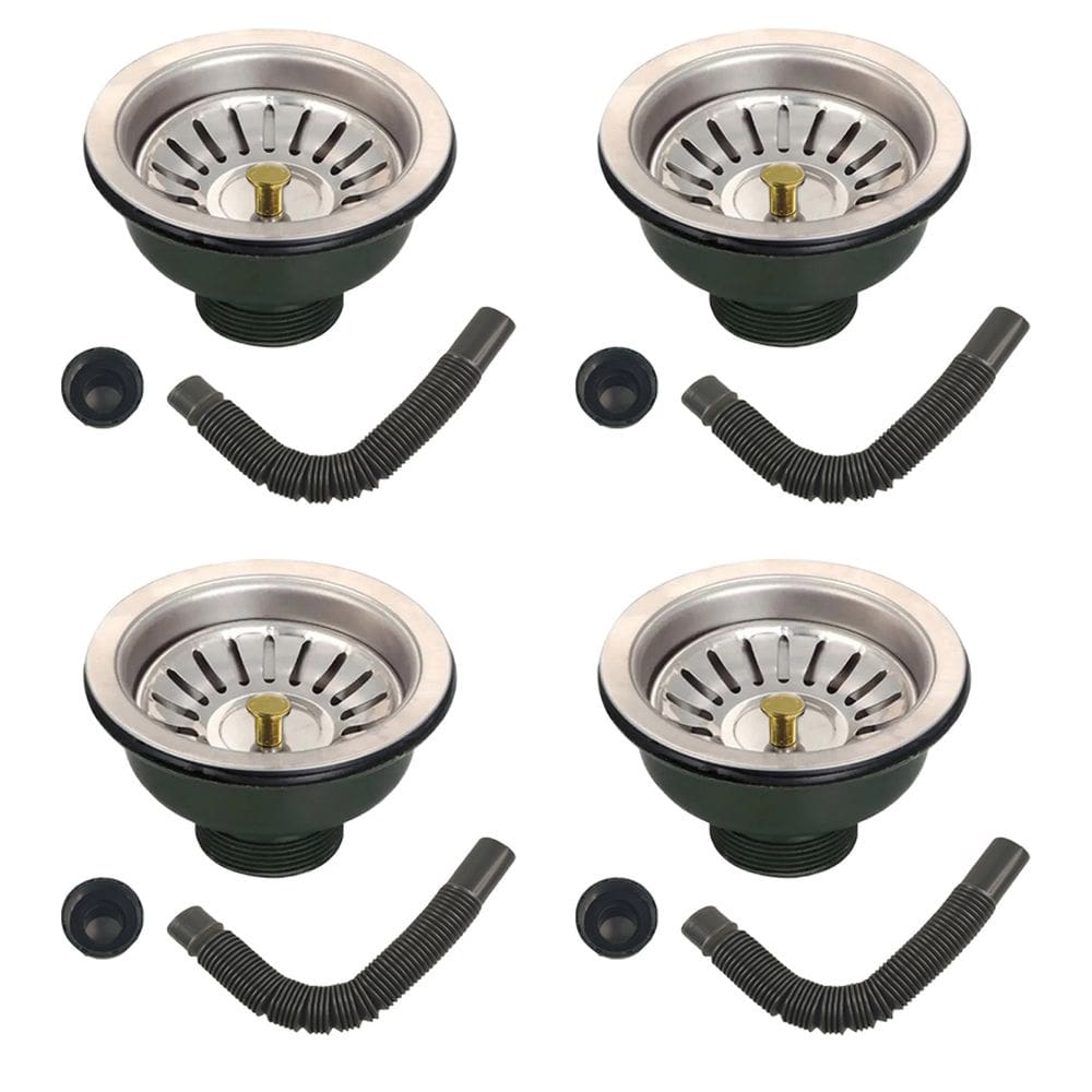 Ralo Valvula Dreno de Pia 10x10 Filtro Sifao Kit 4 Unidades Tubo de Escoamento Casa Pia Cozinha Lavanderia Lavabo Apartamento Restaurante