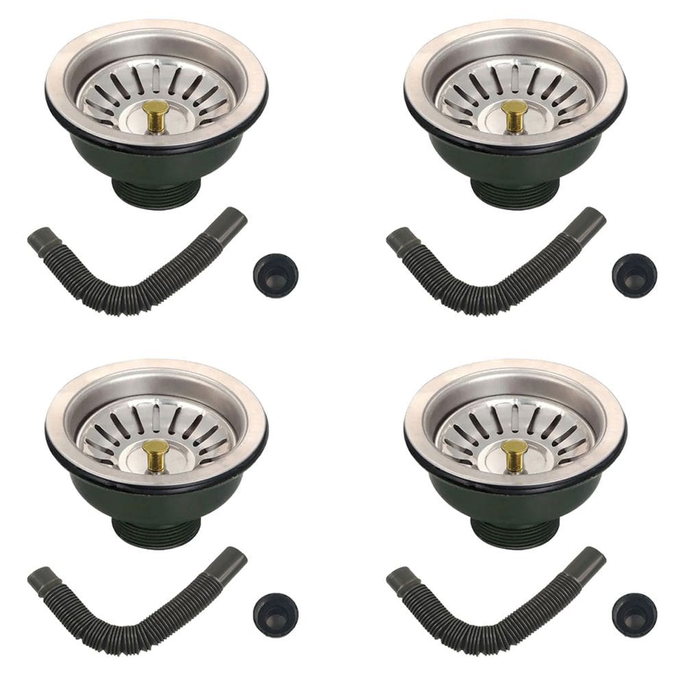 Ralo Valvula Dreno de Pia 10x10 Sifao Filtro Kit 4 Unidades Tubo de Escoamento Casa Cozinha Lavanderia Restaurante