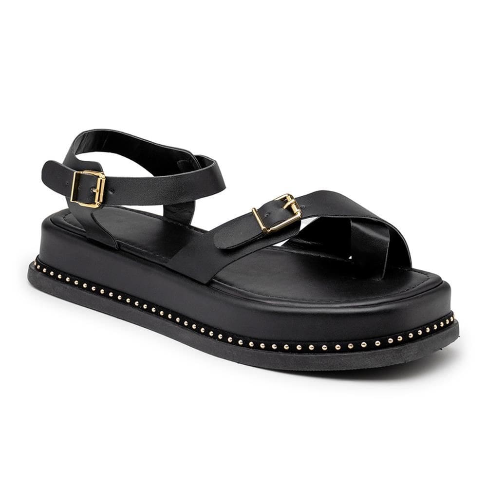 Papete Sandália Feminina Flatform Plataforma Tiras Fivela