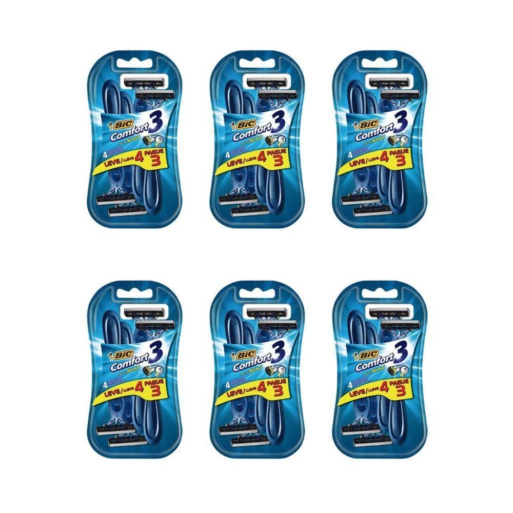 Aparelho De Barbear Bic Comfort 3 L4 P3 Pele Normal-Kit 6Un