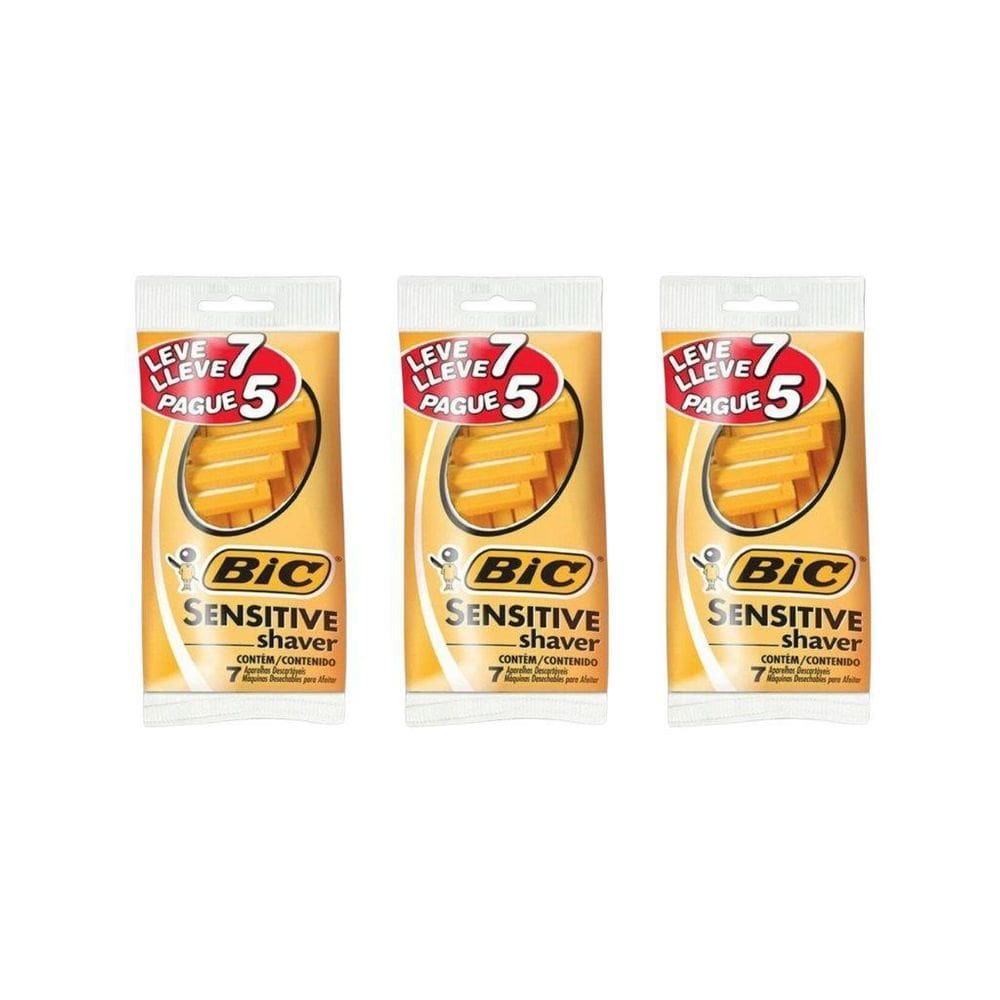 Aparelho De Barbear Bic L7 P5 Sensitive Shaver - Kit Com 3Un