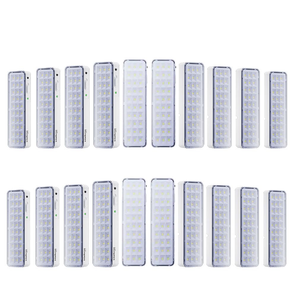 Kit 20 Luminárias de Emergência Led Intelbrás Autônoma Lea 31 com 30 Leds Branco Bivolt