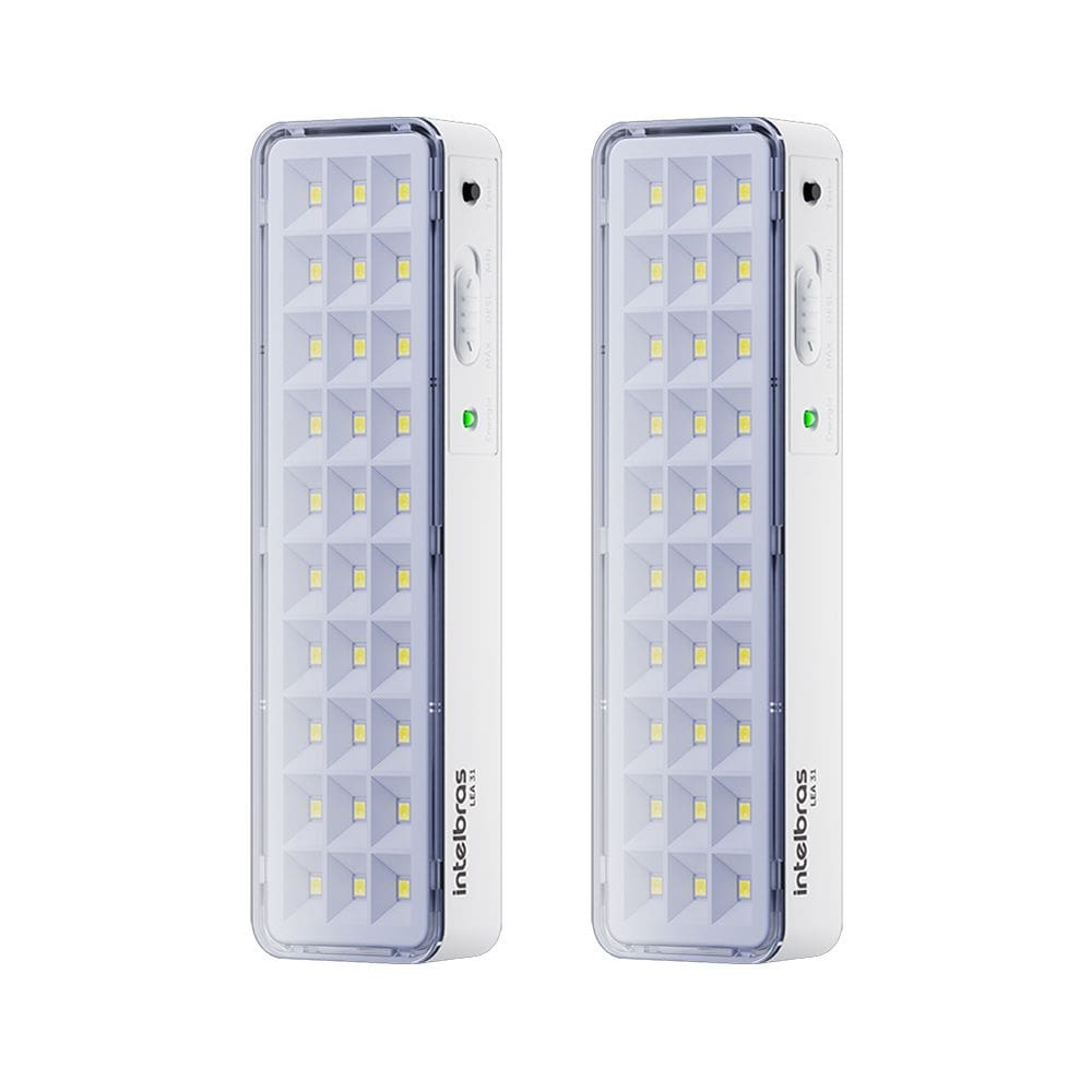 Kit 02 Luminárias de Emergência Led Intelbrás Autônoma Lea 31 com 30 Leds Branco Bivolt