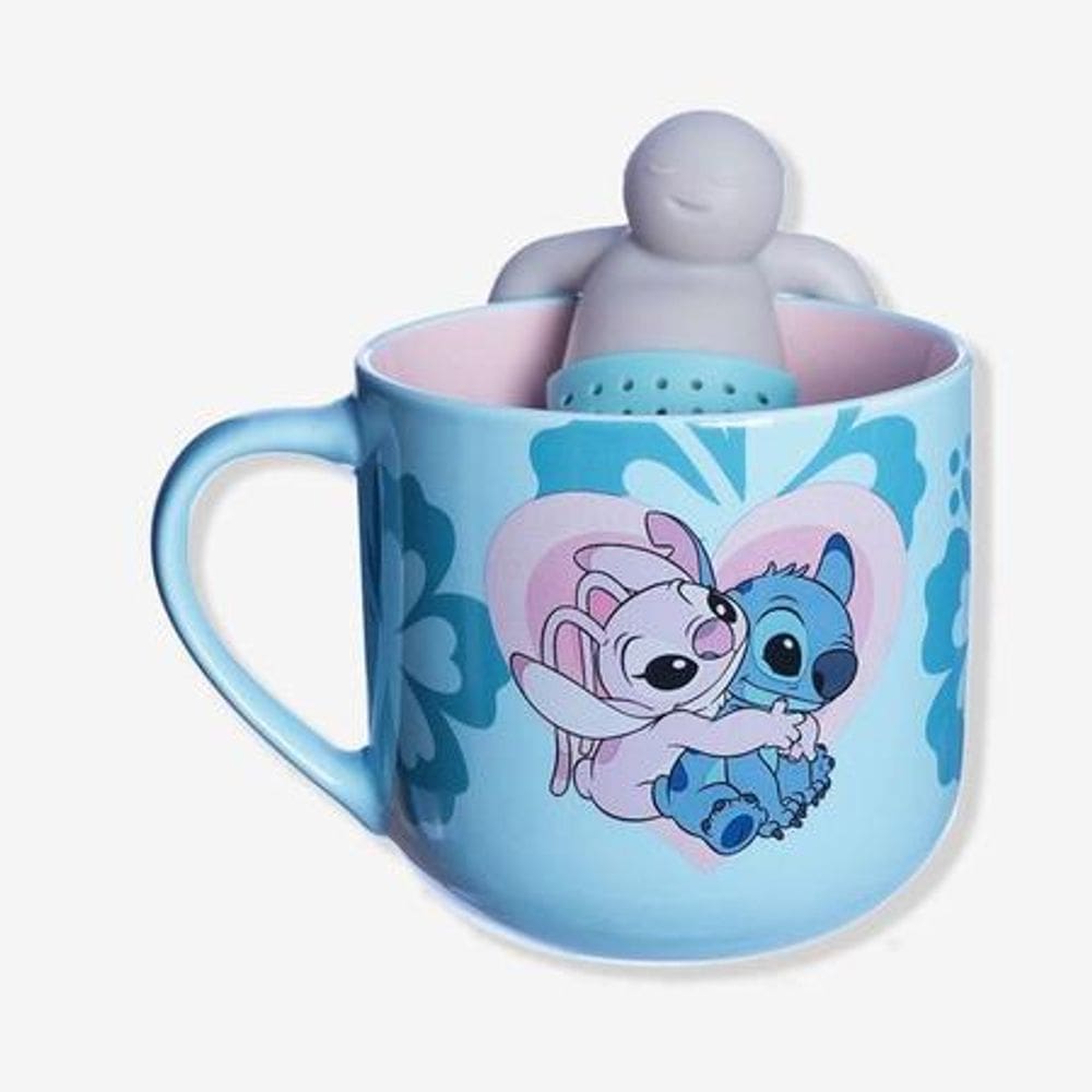 Caneca Stitch Namorados C/ Infusor 350ml Cerâmica- Zona Criativa