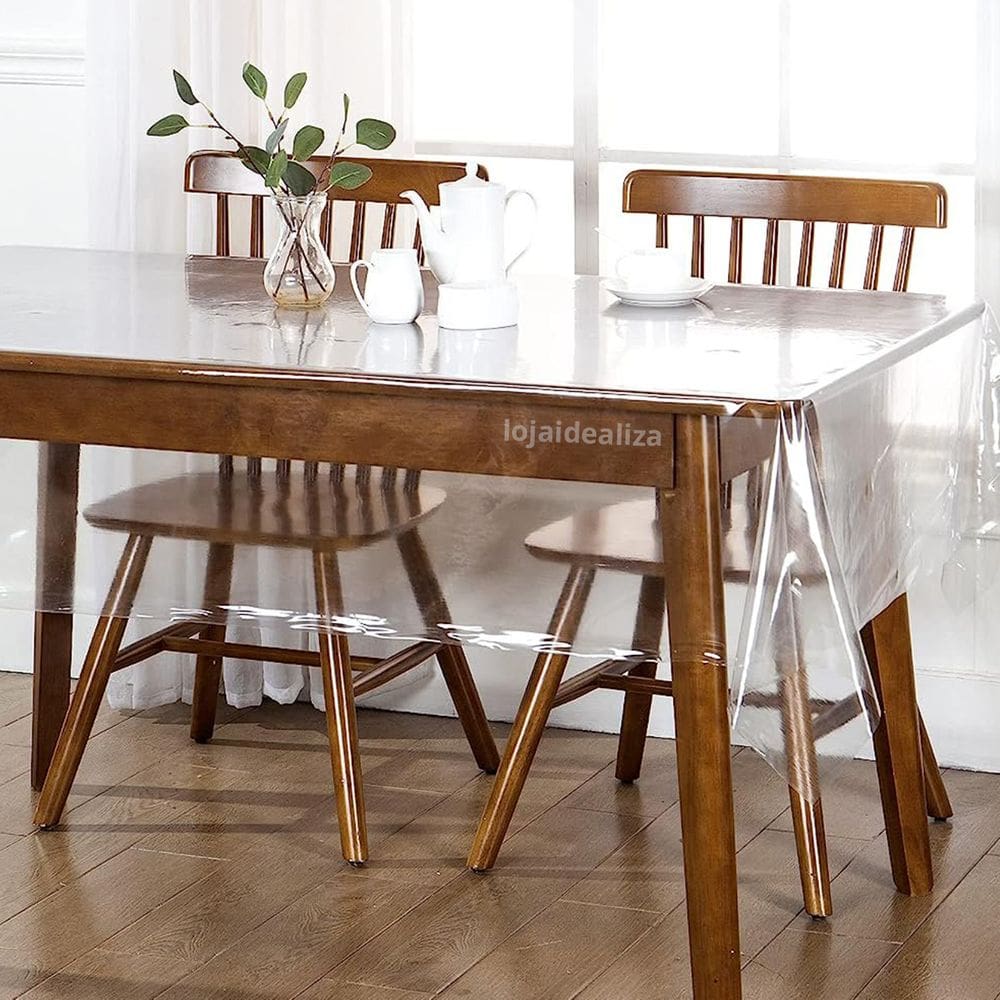 Toalha Mesa Plástico Transparente 4 e 6 Lugares 1,40x1,60