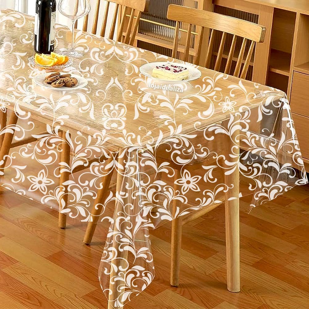 Toalha Mesa Plástico Transparente 4 e 6 Lugares 1,40x1,60 M1