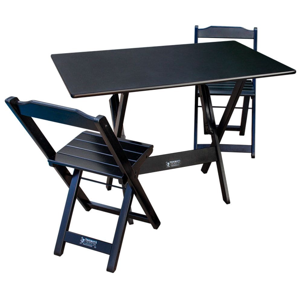 Conjunto De Mesa Dobrável 70x110 Com 2 Cadeiras Preto - Tarimatã