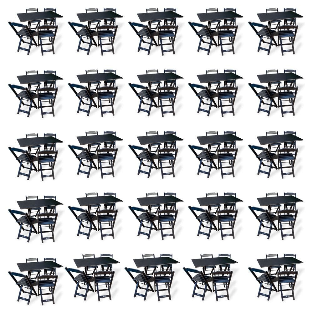 Kit De 20 Conjuntos De Mesa Dobrável 70x110 Com 4 Cadeiras Preto - Tarimatã