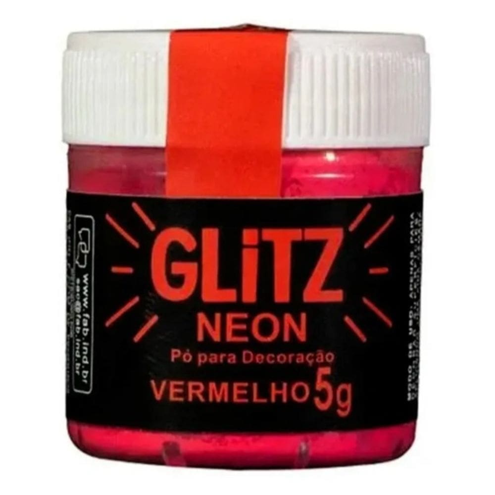 Corante Pó Glitz Neon Vermelho Brilha Na Luz Negra
