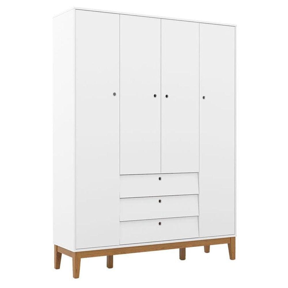 Guarda Roupa Infantil 4 Portas Unique Branco Soft Eco Wood - Matic