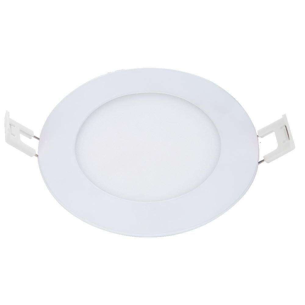 Kit 4 Painel LED Plafon Embutir 6W Redondo Branco Quente