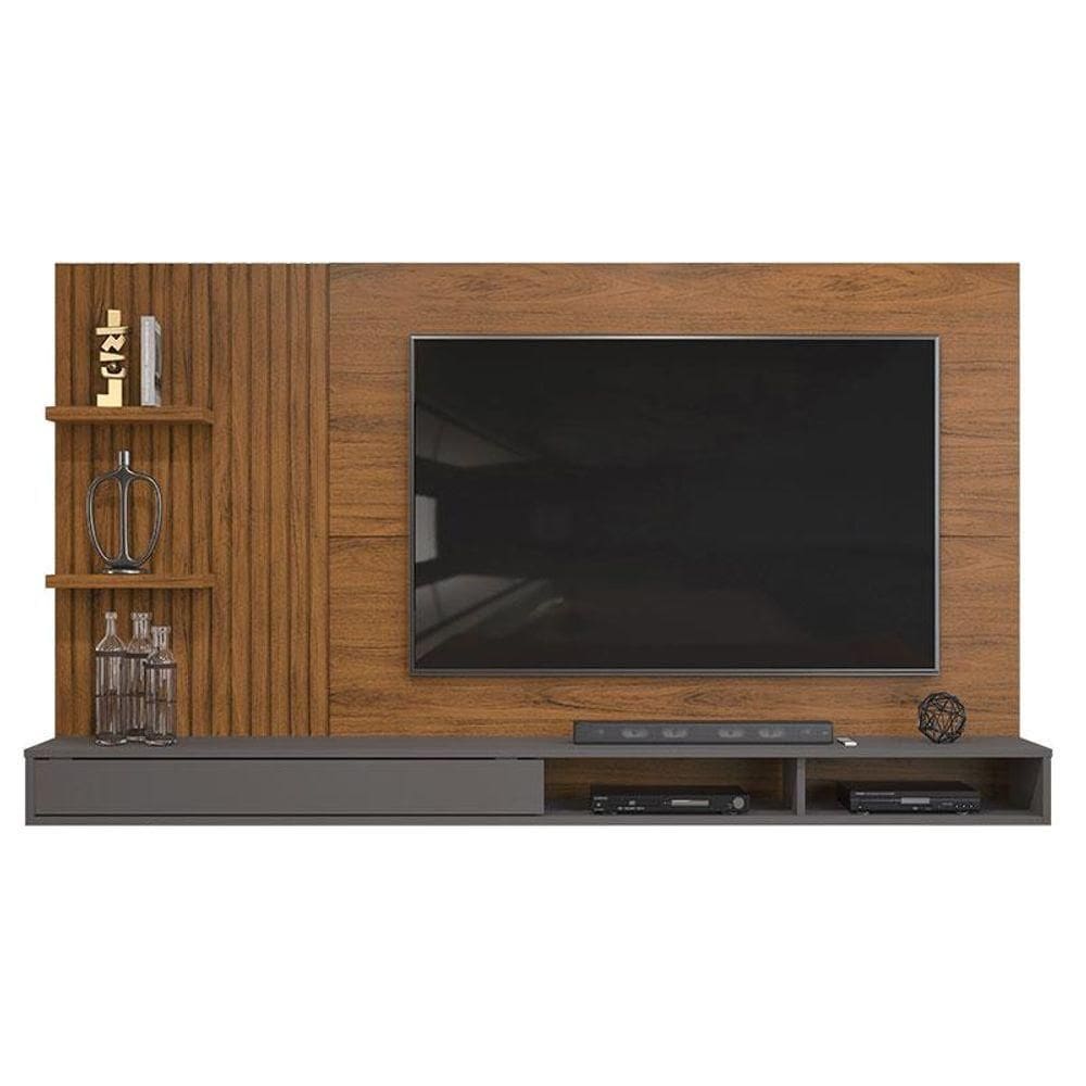 Painel Para Tv Bento Freijó Cinza Urbano - Dj Móveis