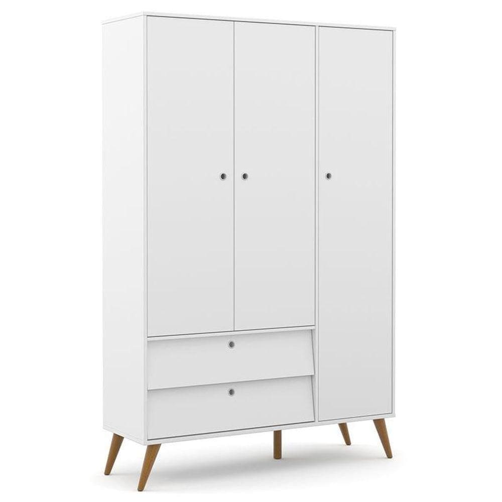Guarda Roupa Infantil Retro Gold 3 Portas Branco Soft Eco Wood - Matic