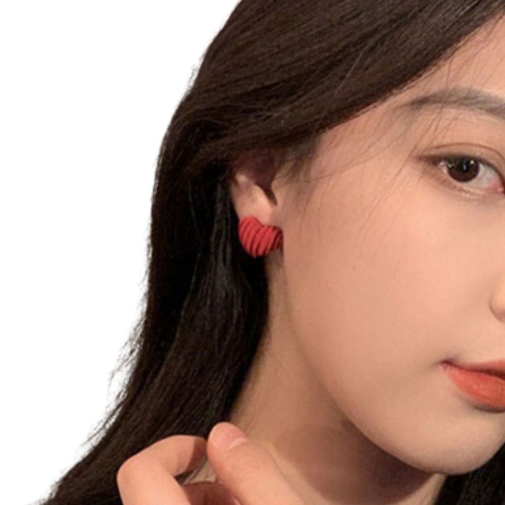 Brincos Estilo Coração Vermelho Delicado para Mulheres
