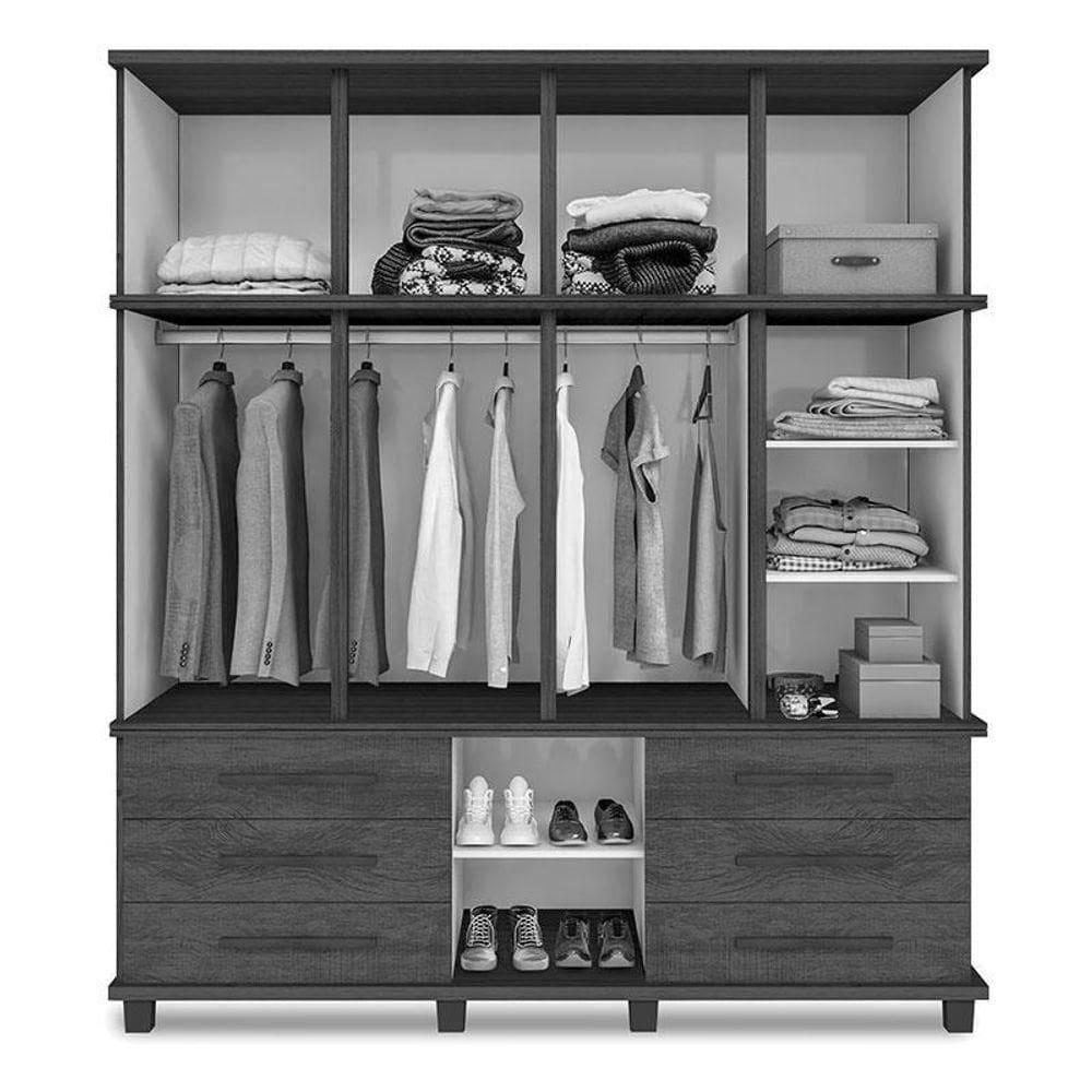 Guarda Roupa Casal Londres 4 Portas Carvalho New - Luapa Móveis