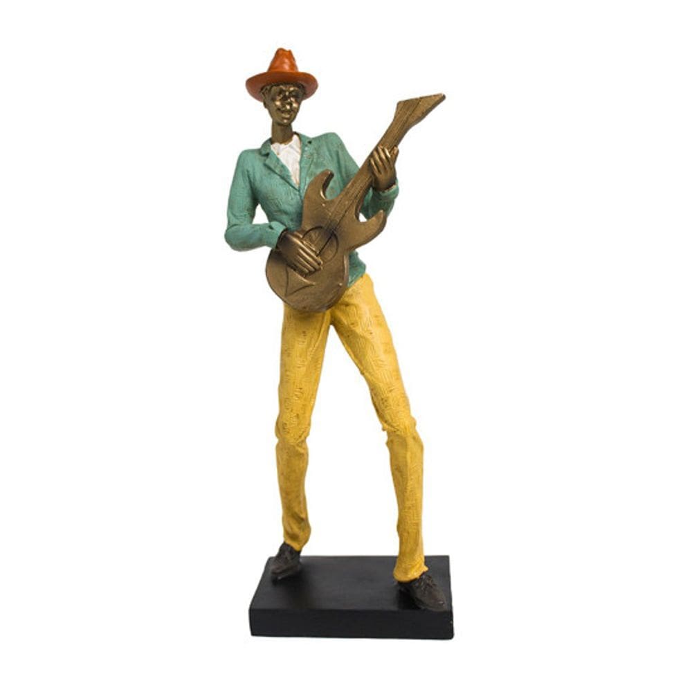 Escultura Musico Jazz Guitarra 36cm Espressione