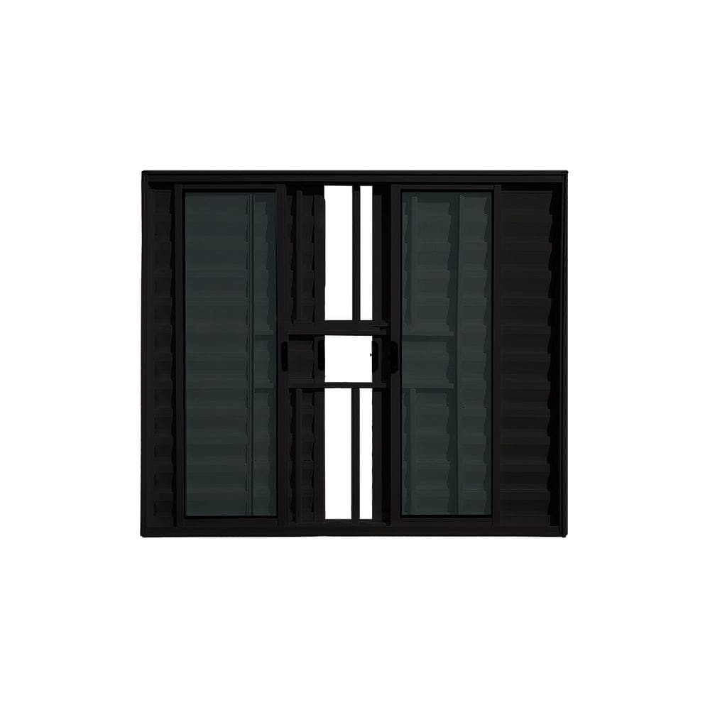 Veneziana 6 Folhas Com Grade Preto 100x200 Linha 18 Esmeralda