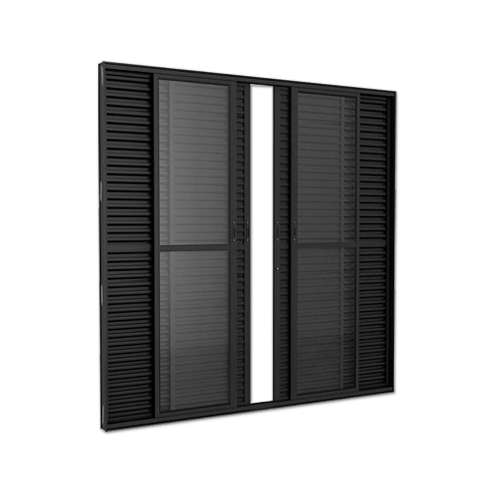 Porta Balcão 6 Folhas Veneziana 210x160 Preto Linha 25