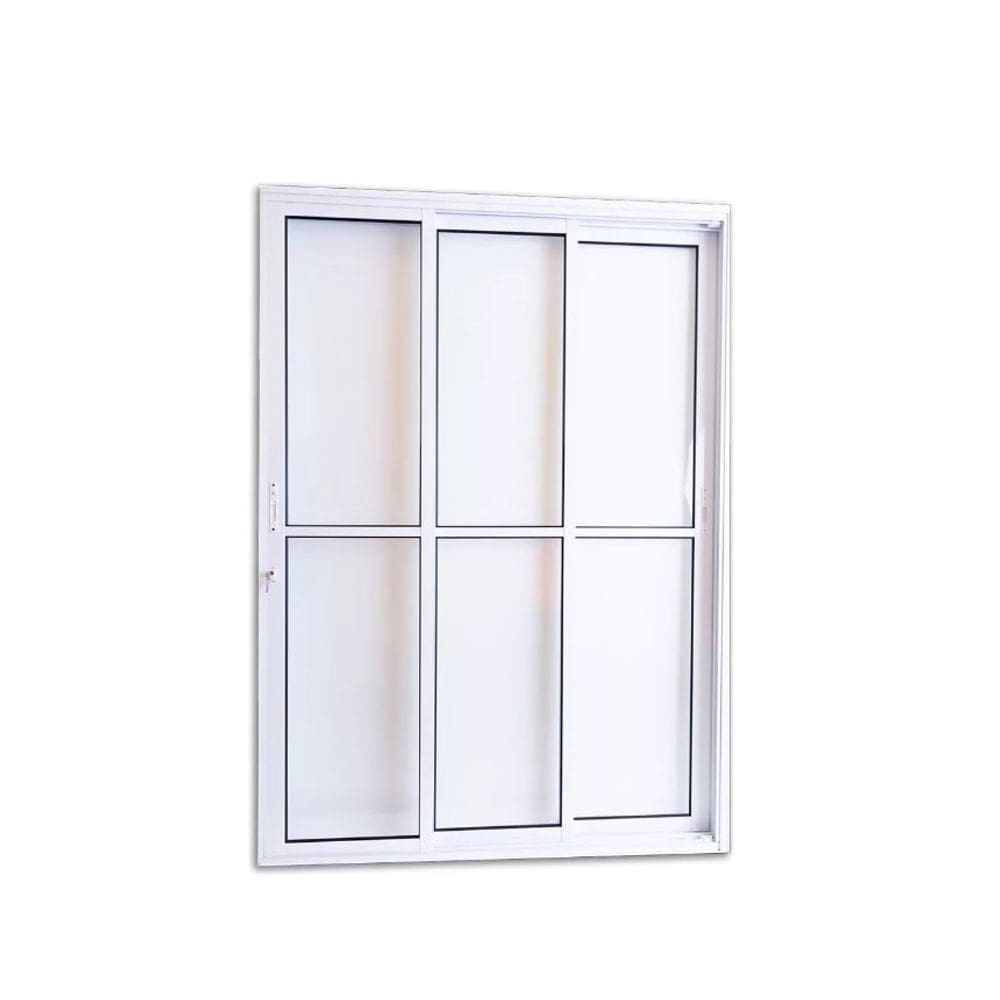 Porta Balcão 3 Folhas Vidro 210x200 Branco Linha 25