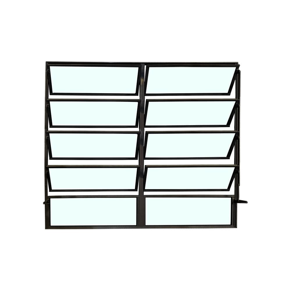 Vitro Basculante 2 Seções Preto 100x120 Linha Esmeralda Vidro Liso