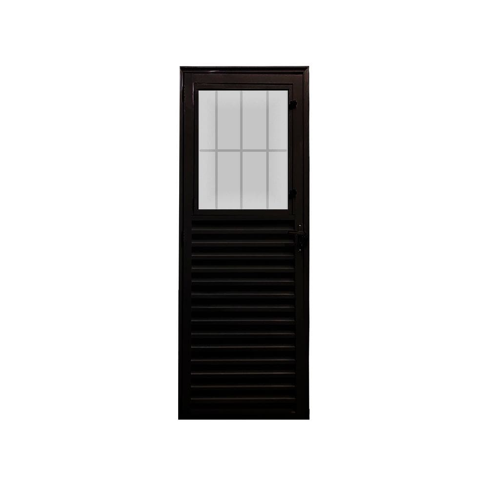 Porta Social Preto D 210x90 Linha 25 Esmeralda Vidro Canelado