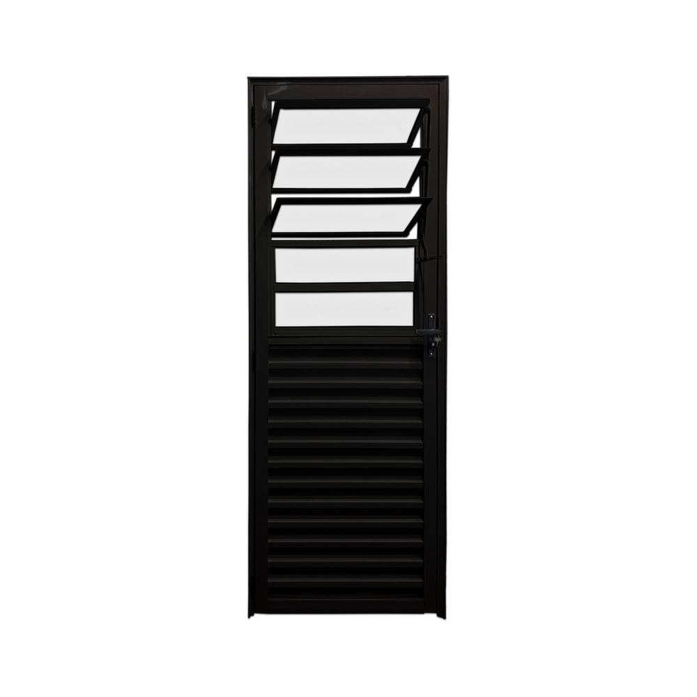 Porta Basculante Preto E 210x90 Linha 25 Esmeralda Vidro Canelado