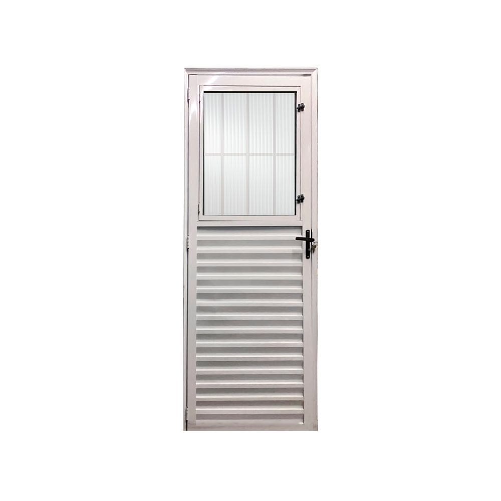 Porta Social Branco D 210x80 Linha 25 Esmeralda Vidro Canelado