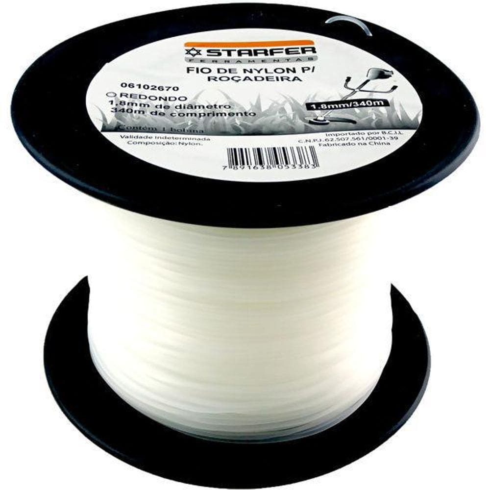 Fio De Nylon Para Roçadeira 2,4Mm X 190M Starfer