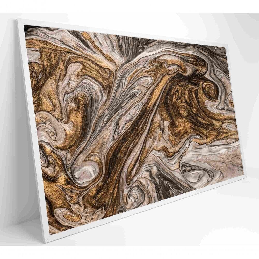 Quadro Abstrato Textura Líquida Dourada Medidas 90x60 Cm Impressão Adesivo Fotográfico