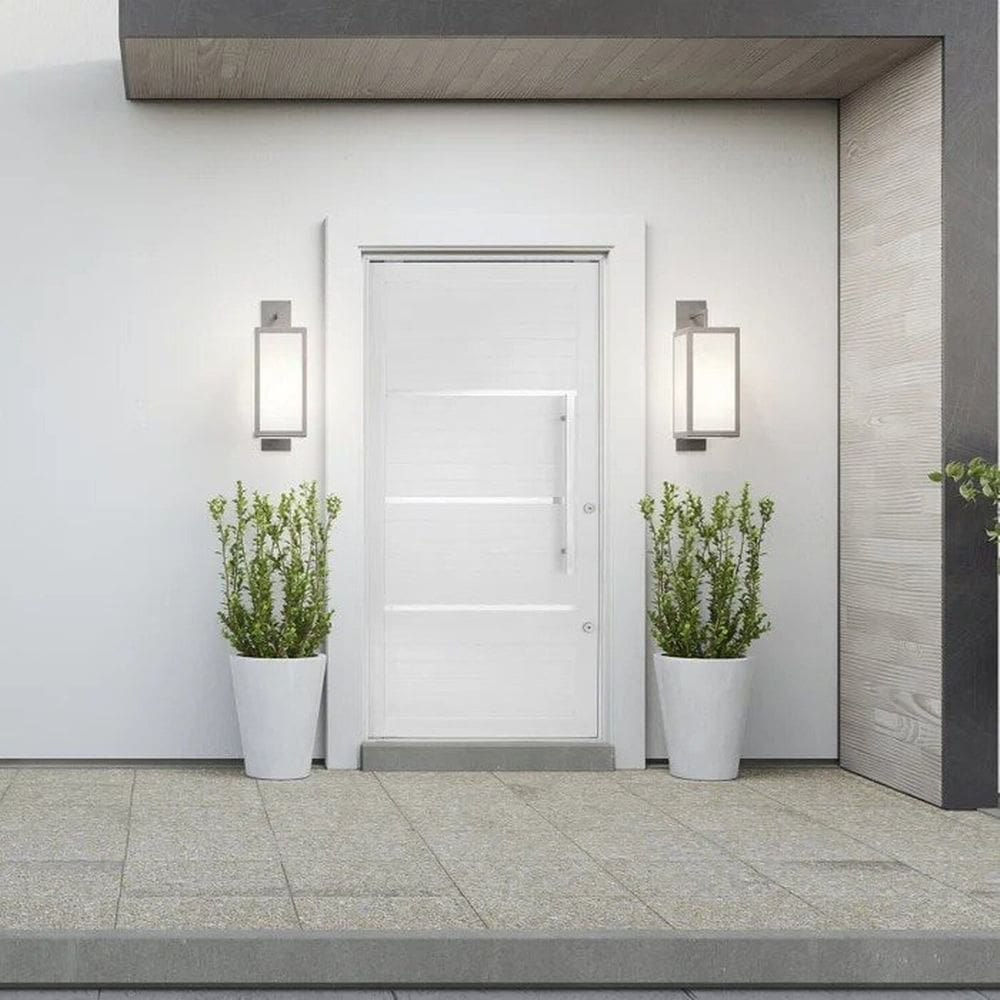 Porta de Aluminio Lambril Pivotante 220x100cm com Puxador Branco