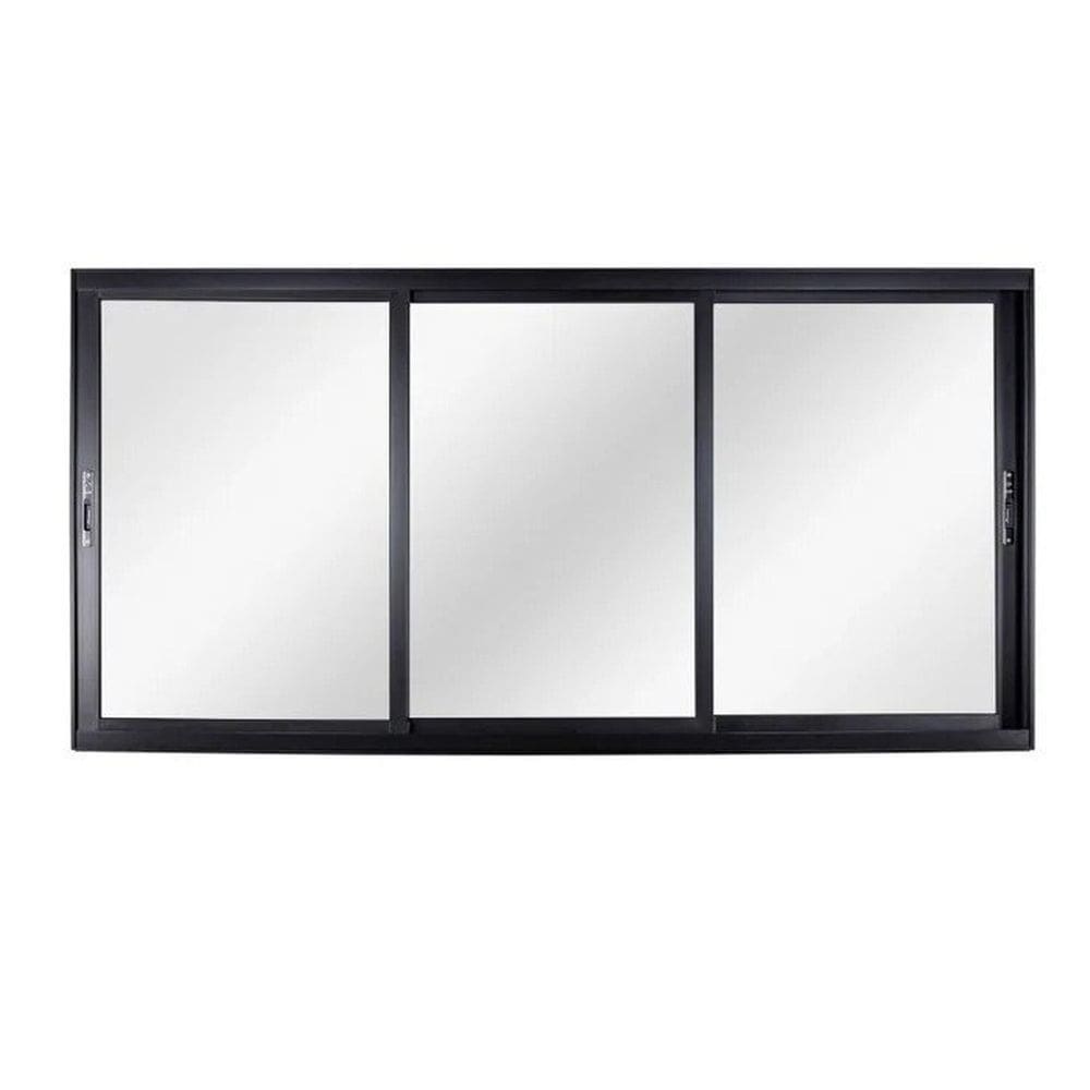 Janela de Aluminio de Correr 100x120cm 3 Folhas com Vidro Liso Preto