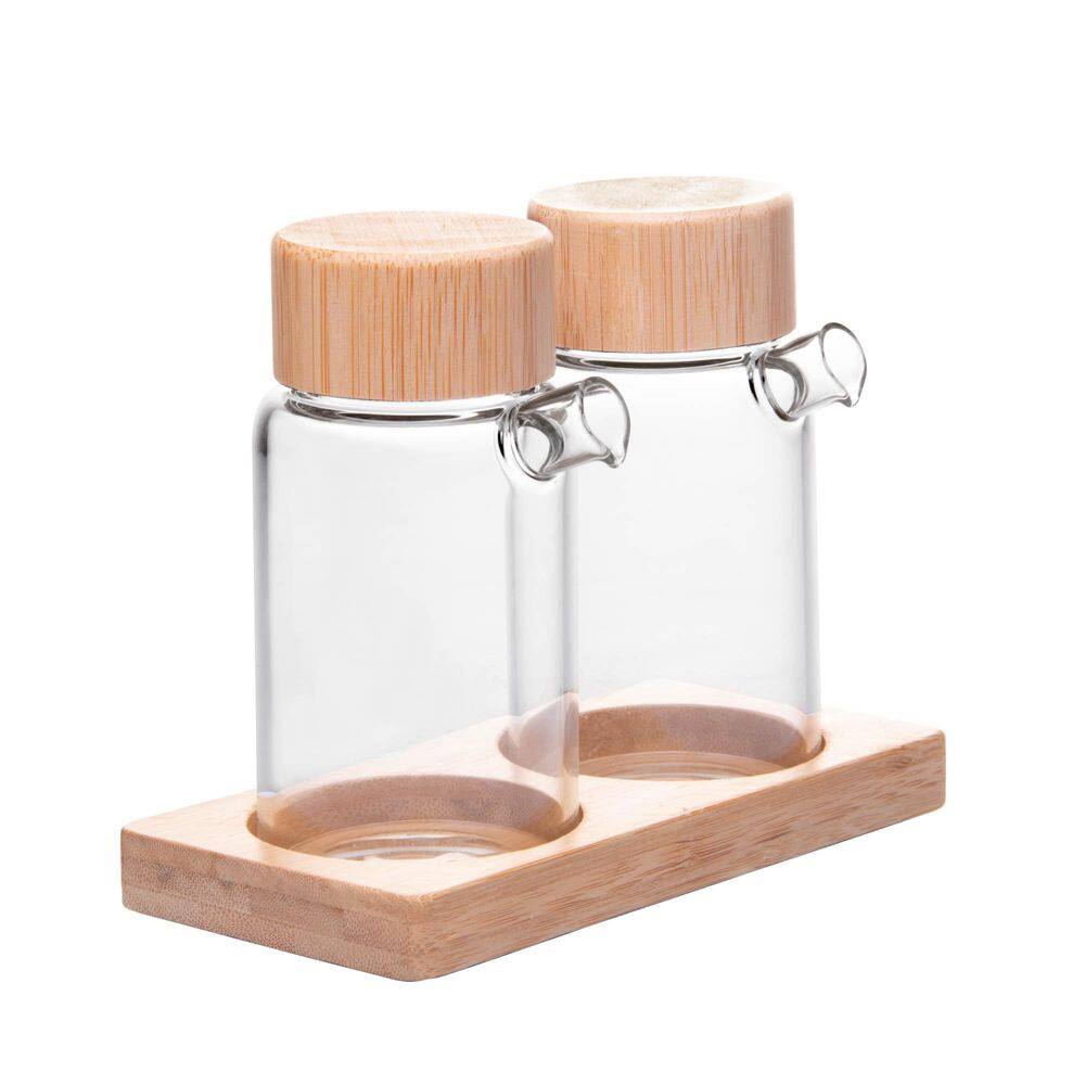 Jogo Galheteiros Base Bambu 170Ml