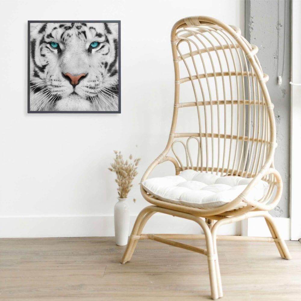 Quadro Tigre Branco Medidas 40x40 Cm Impressão Tecido Canvas