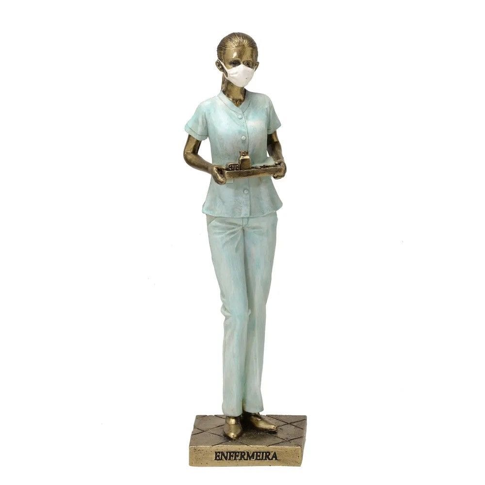 Estatueta Decorativa Enfermeira Em Resina 23Cm