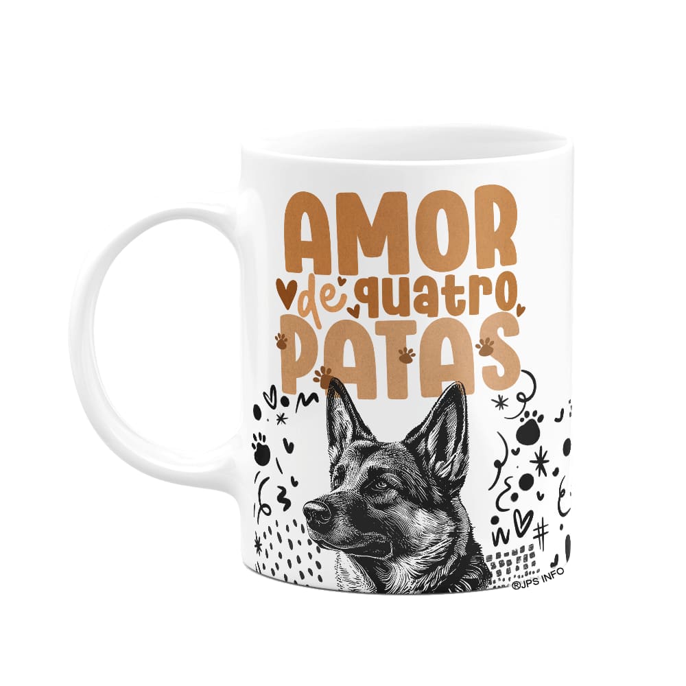 Caneca - Amor de quatro patas - Cachorro Pastor Alemão