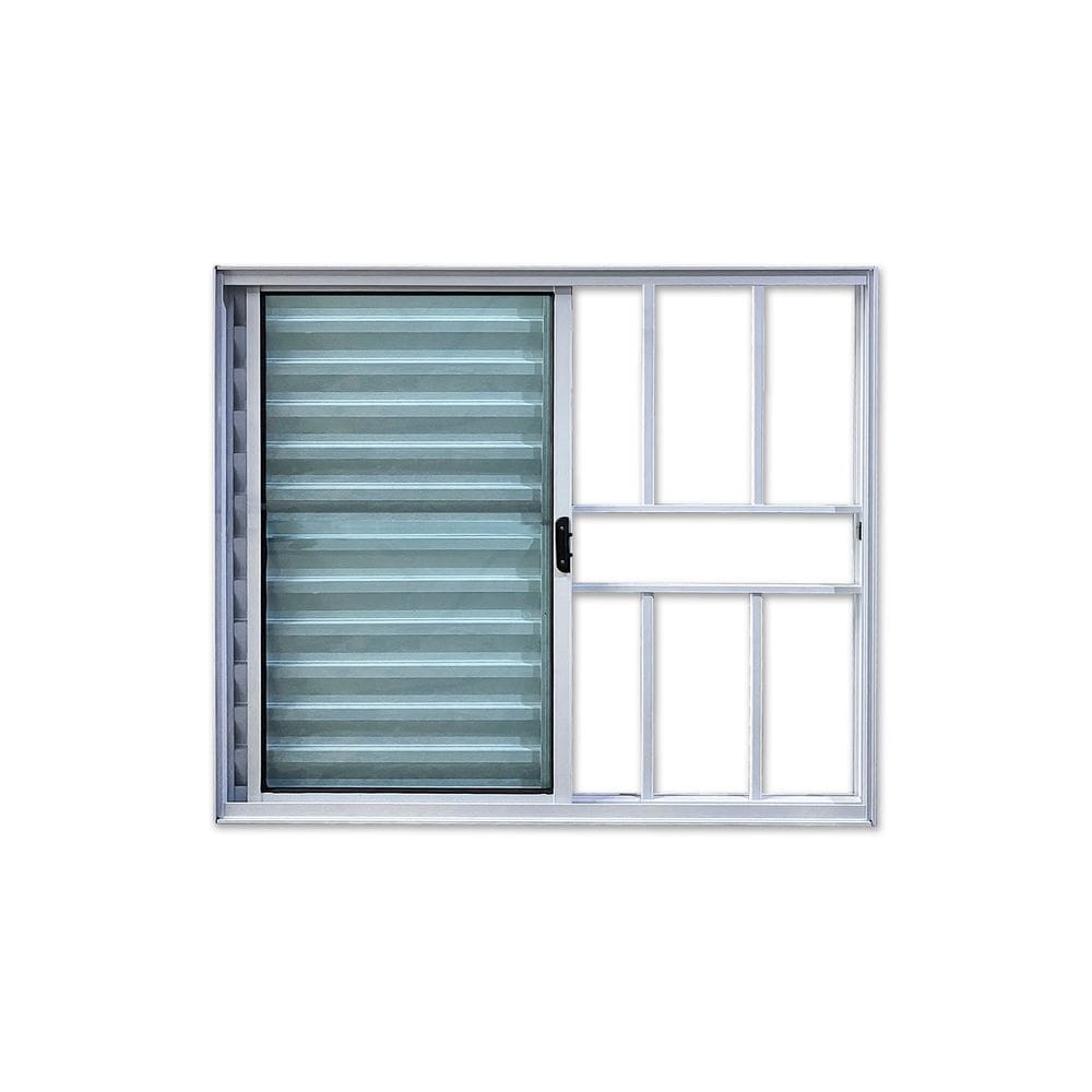 Veneziana 3 Folhas Com Grade Branco 100x120 Linha 18 Esmeralda