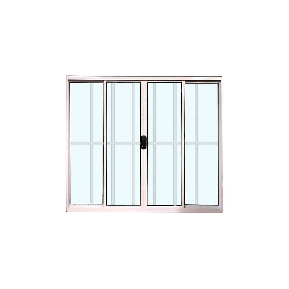 Janela 4 Folhas Com Grade Branco 120x120 Linha 18 Esmeralda