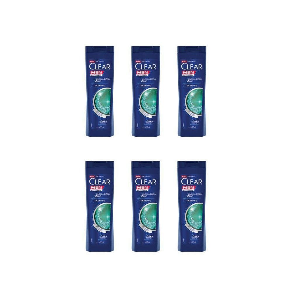 Shampoo Clear 400Ml Limpeza Diaria 2 Em 1 - Kit Com 6Un