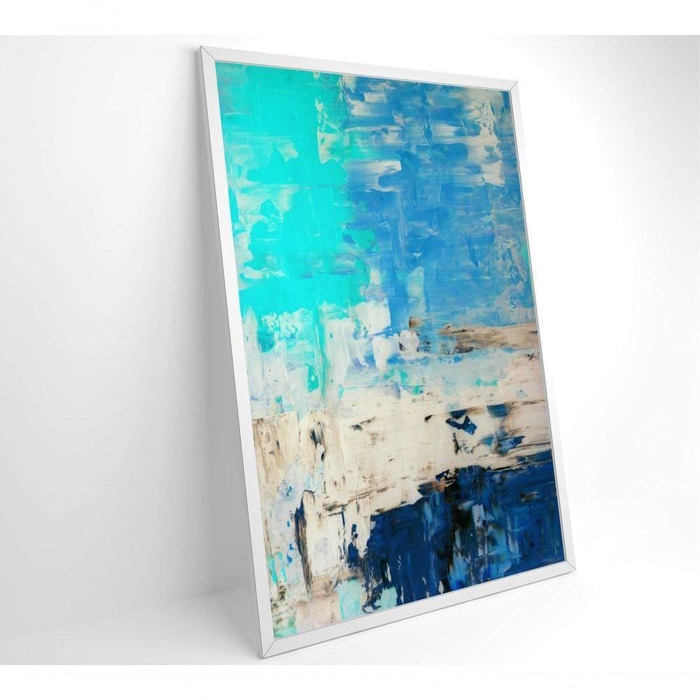 Quadro Abstrato Pintura Em Tela Azul Medidas 80x120 Cm Impressão Tecido Canvas