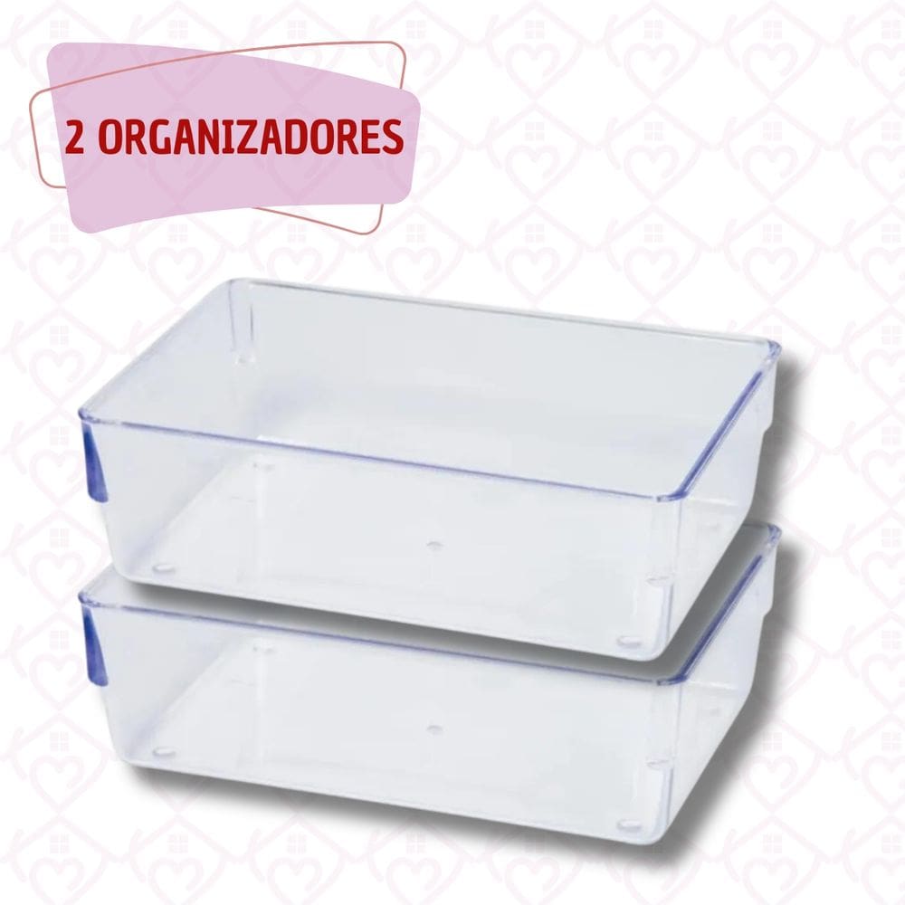 Kit 2 Organizador Medio Acrilico Talheres Gavetas Empilhavel