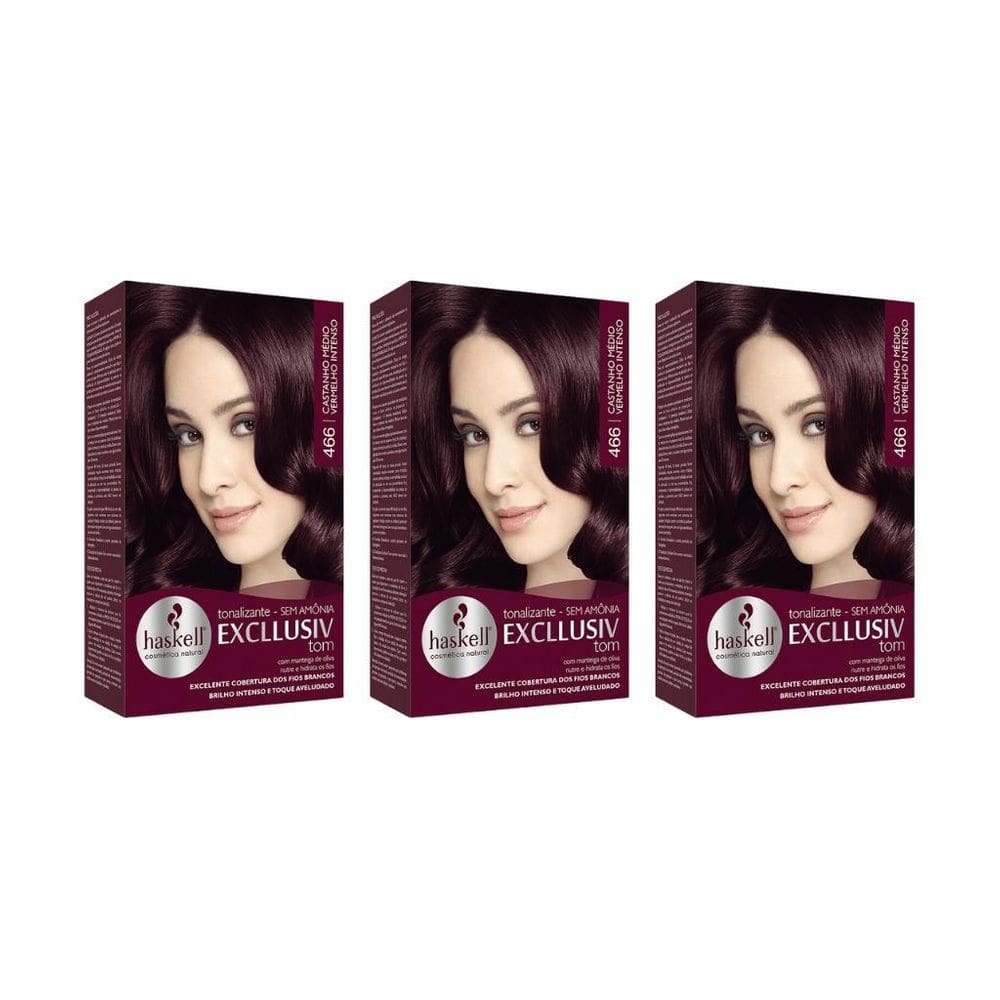 Coloraçao Haskell Ton 466 Cast Medio Verm Intenso-Kit C/3Un