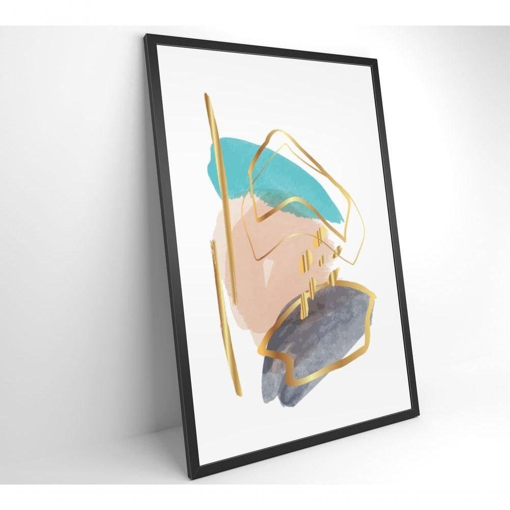 Quadro Abstrato Branco Com Linhas E Cores Medidas 60x90 Cm Impressão Adesivo Fotográfico
