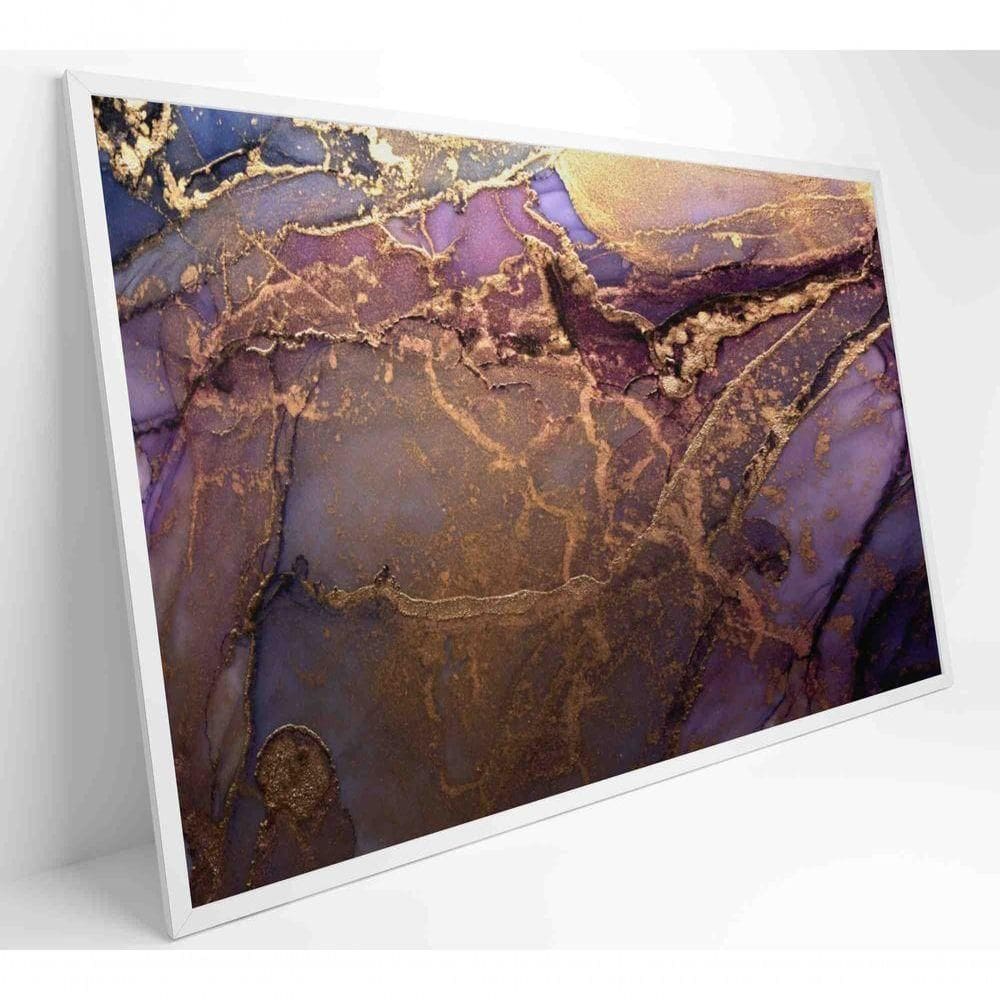 Quadro Abstrato Com Pintura Dourada Medidas 60x40 Cm Impressão Vidro Acrílico