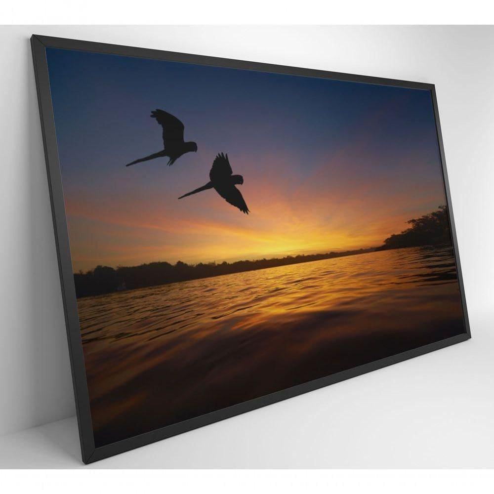 Quadro Por Do Sol No Pantanal Medidas 120x80 Cm Impressão Vidro Acrílico