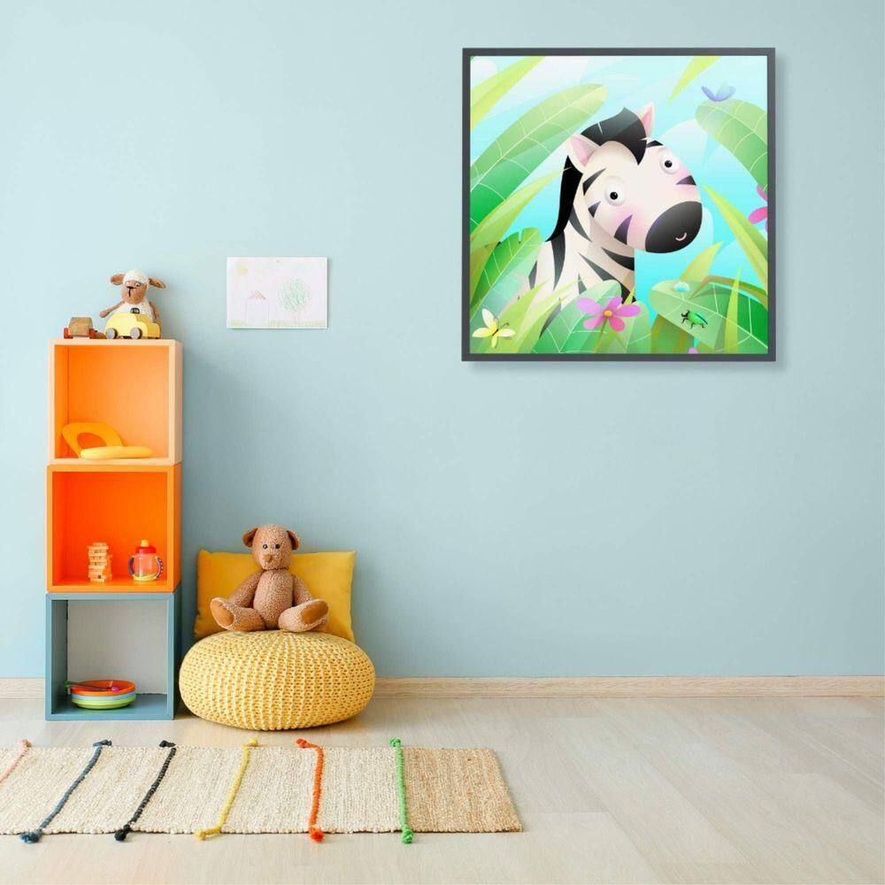 Quadro Infantil Zebra Medidas 40x40 Cm Impressão Tecido Canvas