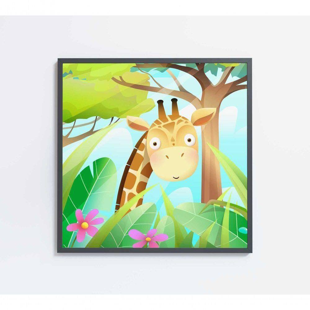Quadro Infantil Girafa Medidas 40x40 Cm Impressão Tecido Canvas