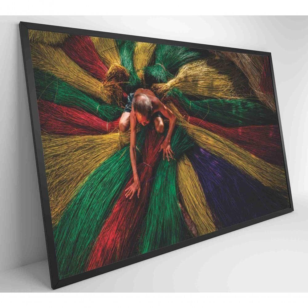 Quadro Artesão Secando Tapetes Tradicionais Medidas 120x80 Cm Impressão Vidro Acrílico