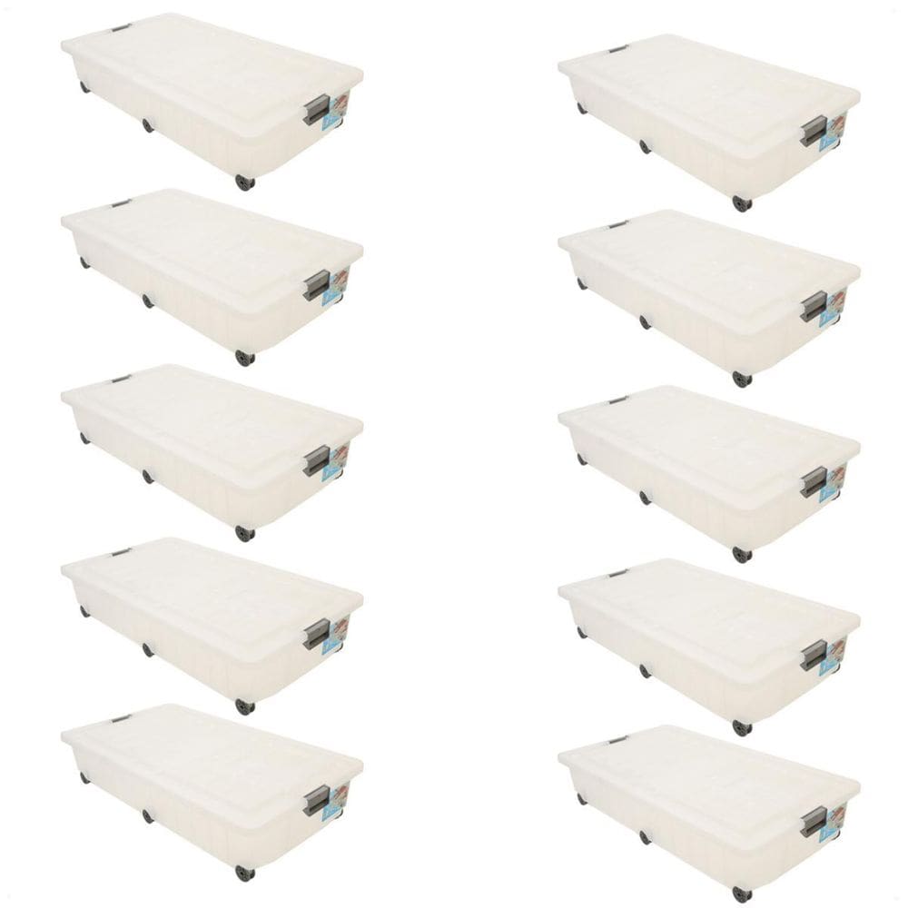 Kit 10 Caixas Organizadoras Transparente 45 Litros